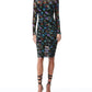 Alice + Olivia - Delora Turtleneck Long Sleeve Midi Dress