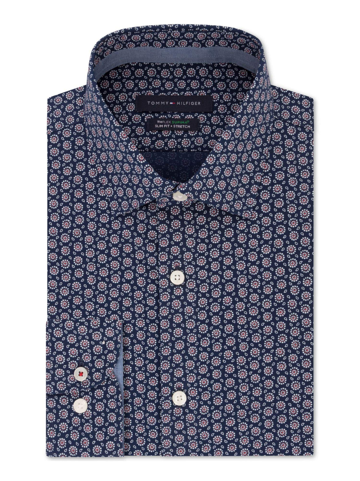 Tommy Hilfiger Mens Dress Shirt Large Slim Fit Stretch Blue L