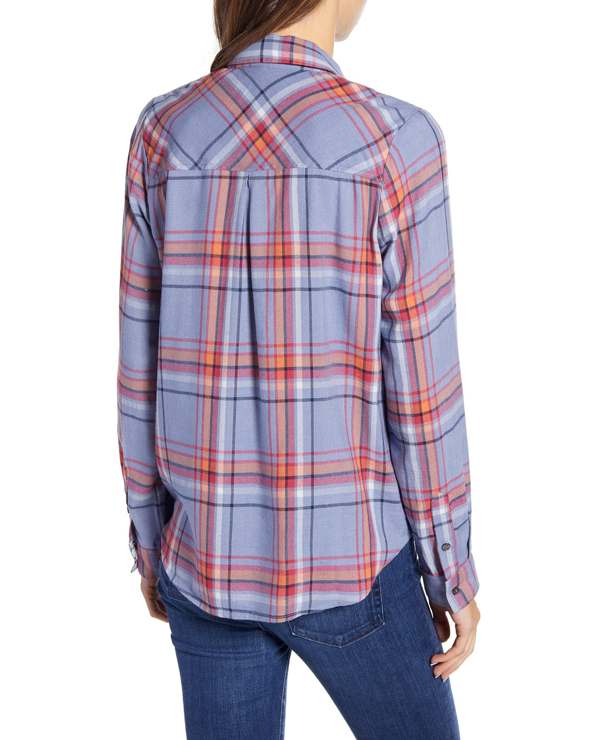 Lucky Brand Women's Long Sleeve Button Up Classic Plaid Shirt, Blue Multi