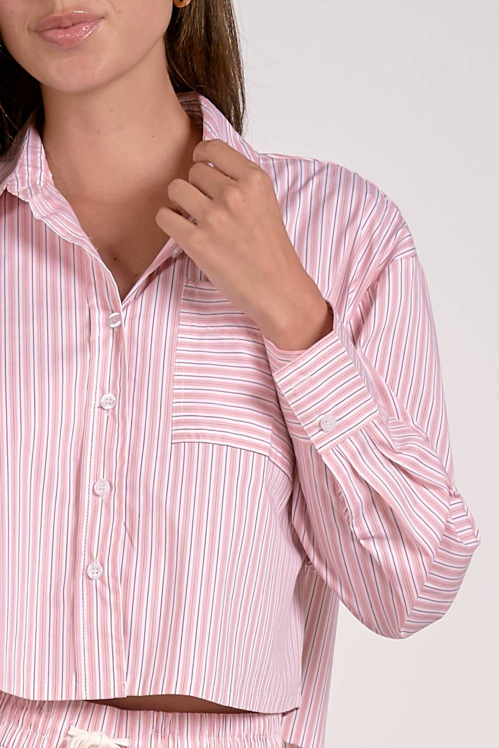 Elan - Button Down Crop Top