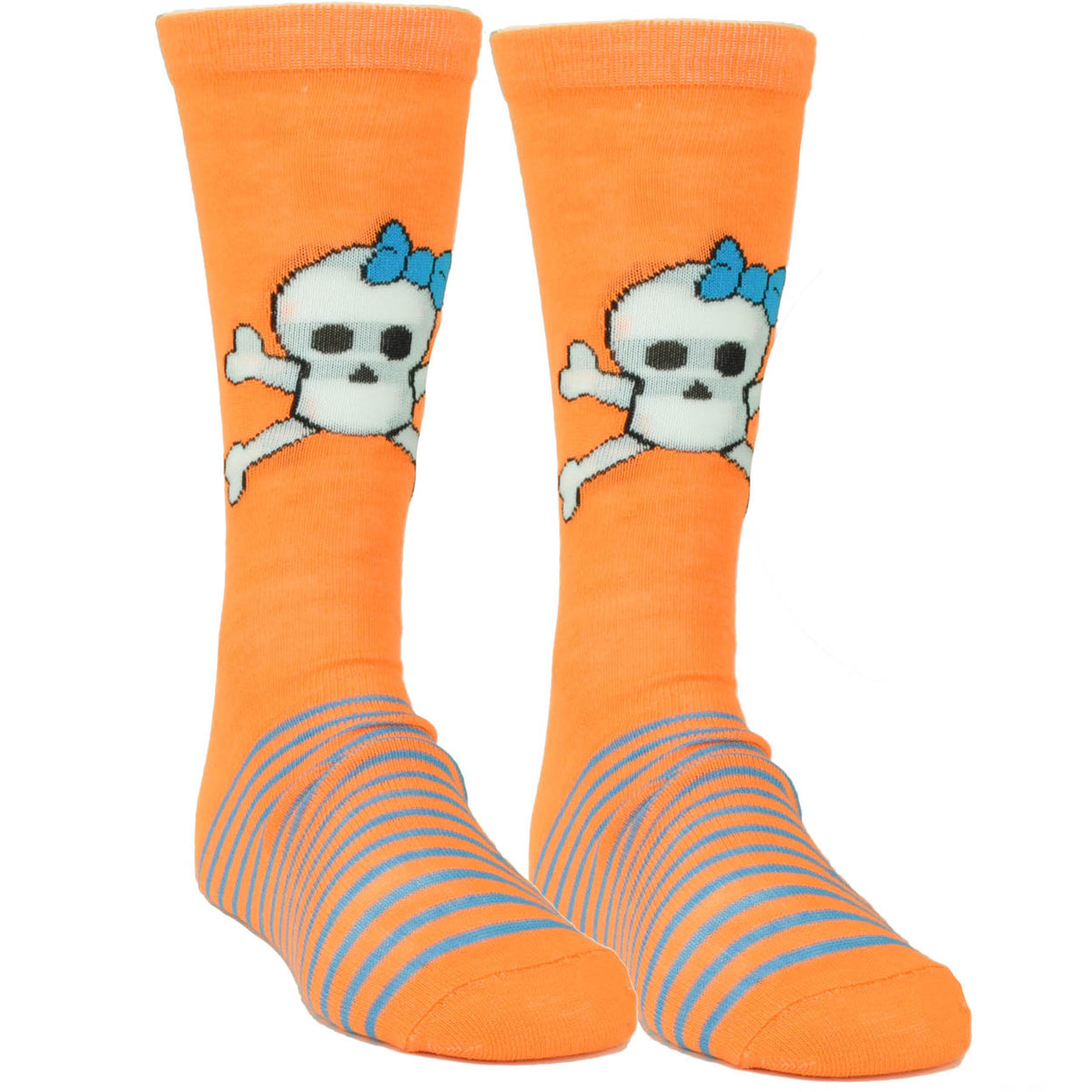 Pink Cookie Design Skull Graphic Orange Sock Long Socks Striped Size 6-12 Women