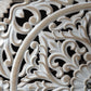 4 Door Wood Cabinet, Vintage Carved Wood with Metal Base