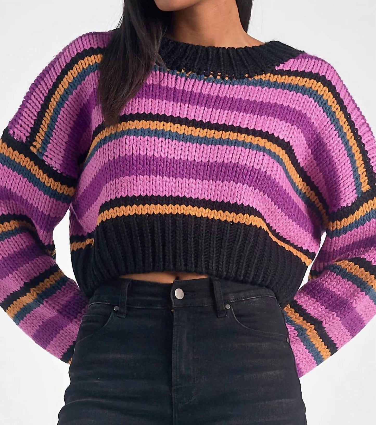 Elan - Striped Cropped Sweater