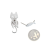925 Sterling Silver Asymmetric Cat and Fish Stud Earrings