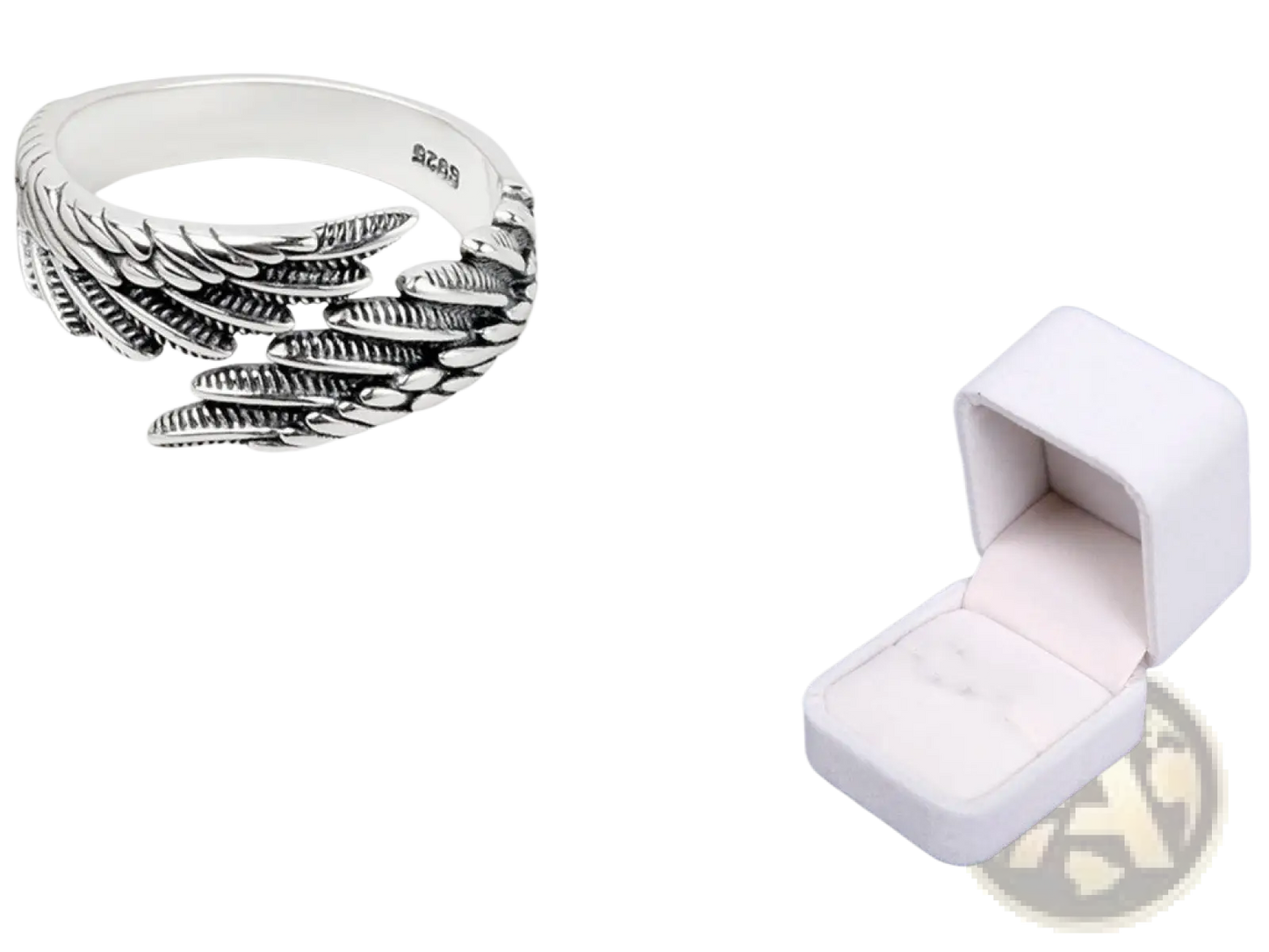 925 Sterling Silver Detailed Angel Wing Ring