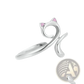 925 Sterling Silver Pink Enamel Cat Ring
