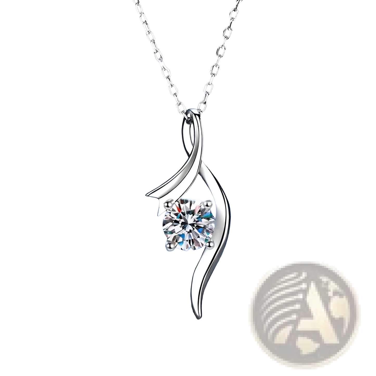 925 Sterling Silver Twisted Moissanite Solitaire Necklace