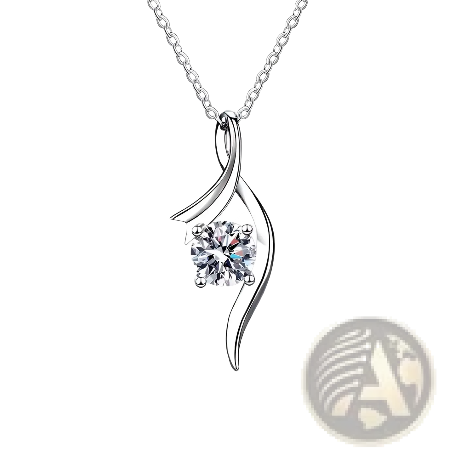 925 Sterling Silver Twisted Moissanite Solitaire Necklace