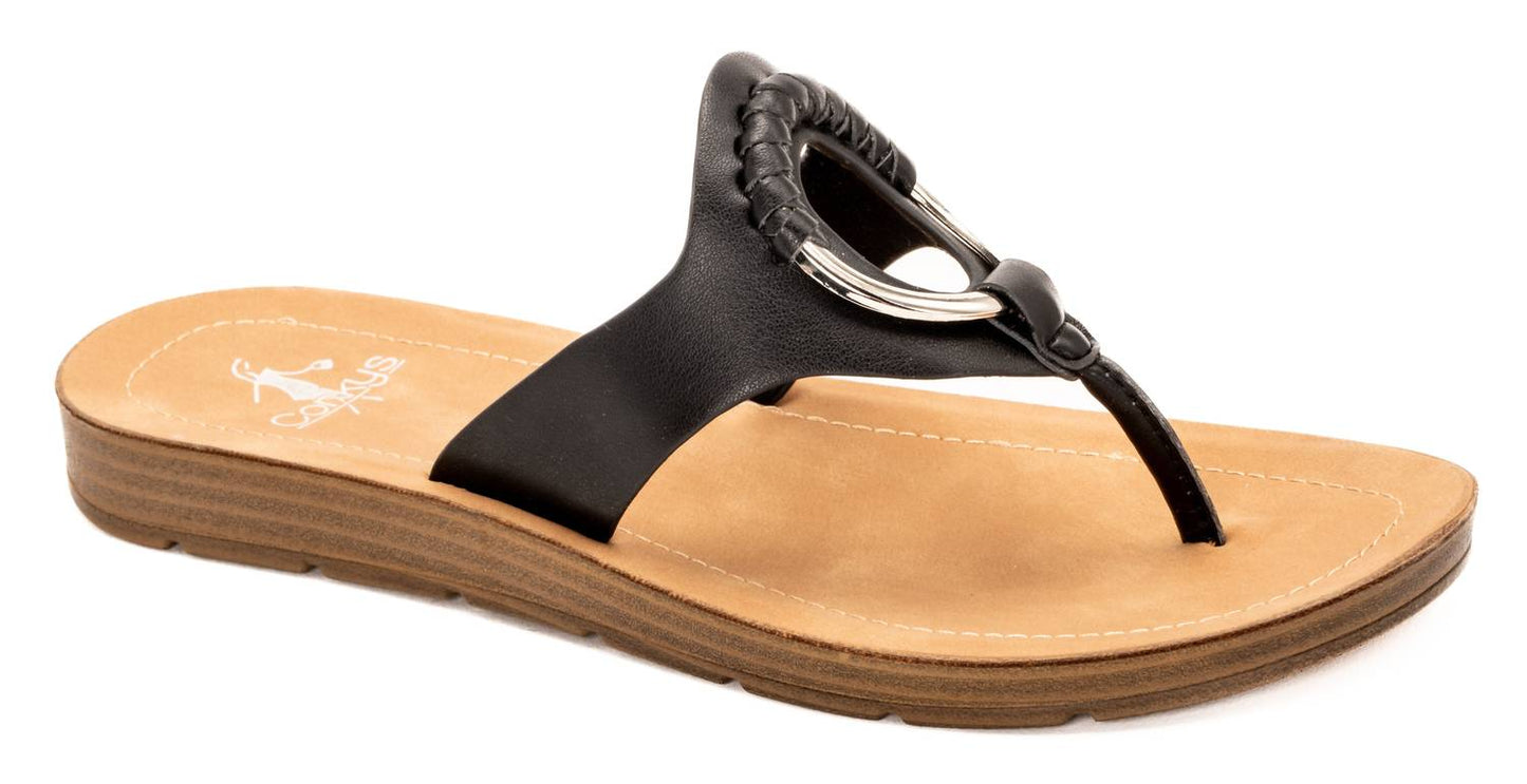 Corkys Footwear - महिलाओं के रिंग माई बेल काले सैंडल