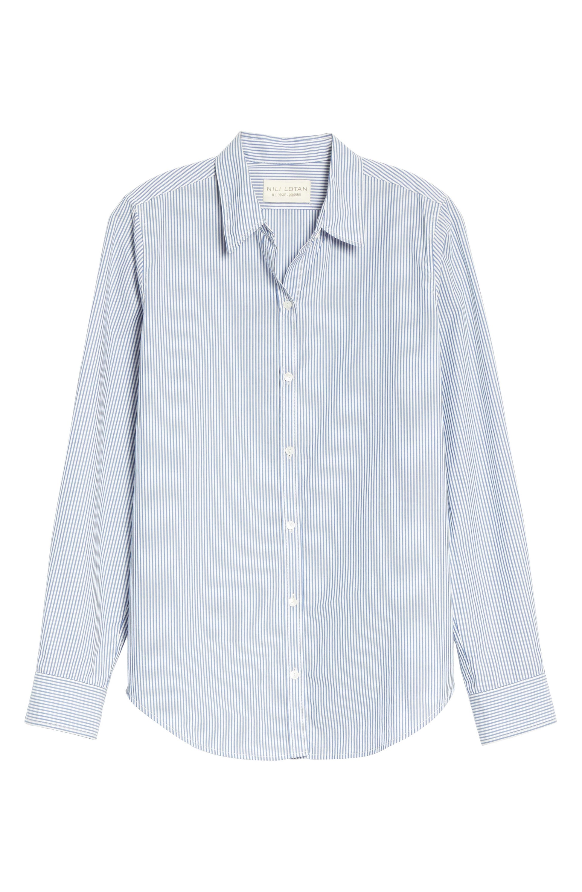 womens-nili-lotan-libby-bengal-stripe-cotton-button-up-shirt-size-x-small-blue