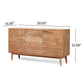 Boho Handcrafted 3 Door Sideboard, Carved Texture & Artisanal Charm - Natural