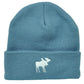 Moose New Hampshire Cuffed Thick Knit Beanie Granite State City USA Blue Town