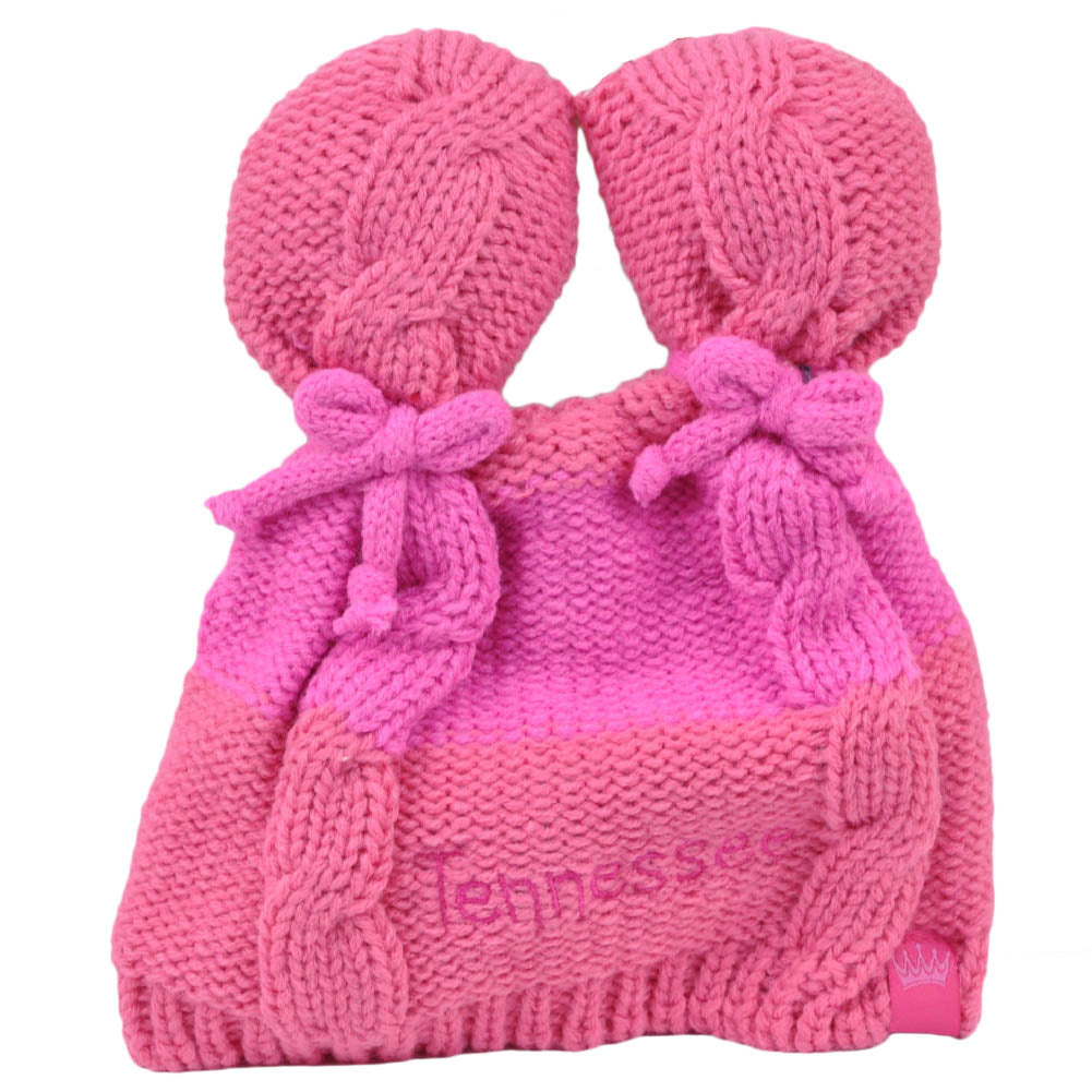 Tennessee State Infant Striped Knit Beanie Pink Crochet Ear Ball Hat USA America