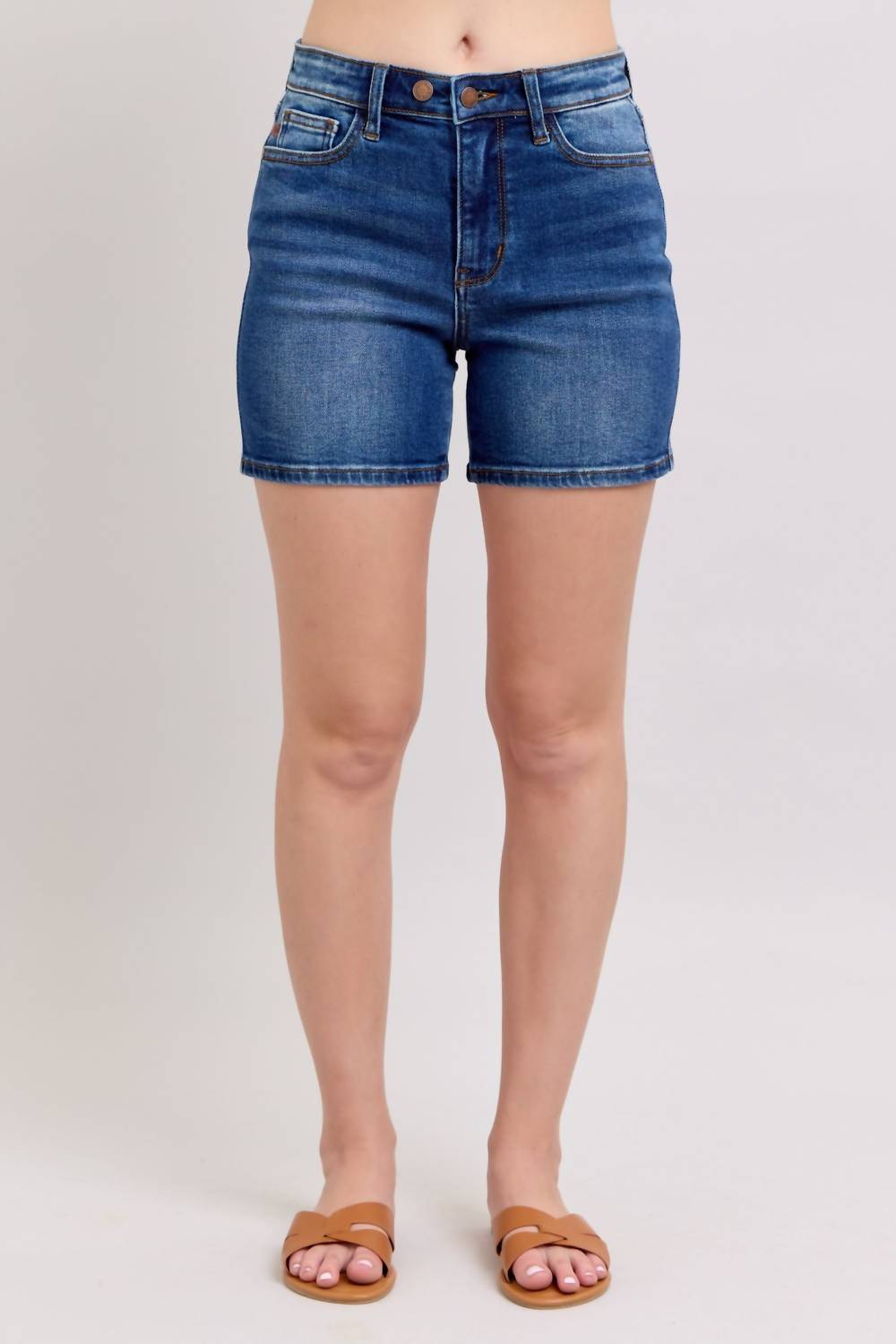 Judy Blue - 2 Button Mid Length Dad Shorts