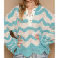 Pol - Oversize Round Neck Stripes Solid Pullover Sweater