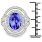 14K White Gold 6.83 Carat Genuine Tanzanite and White Diamond Ring