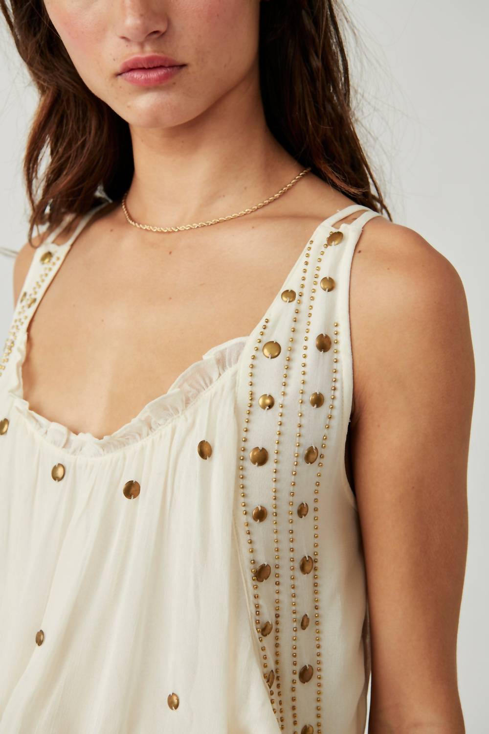 Free People - Virgo Bead-embellished Chiffon Tank
