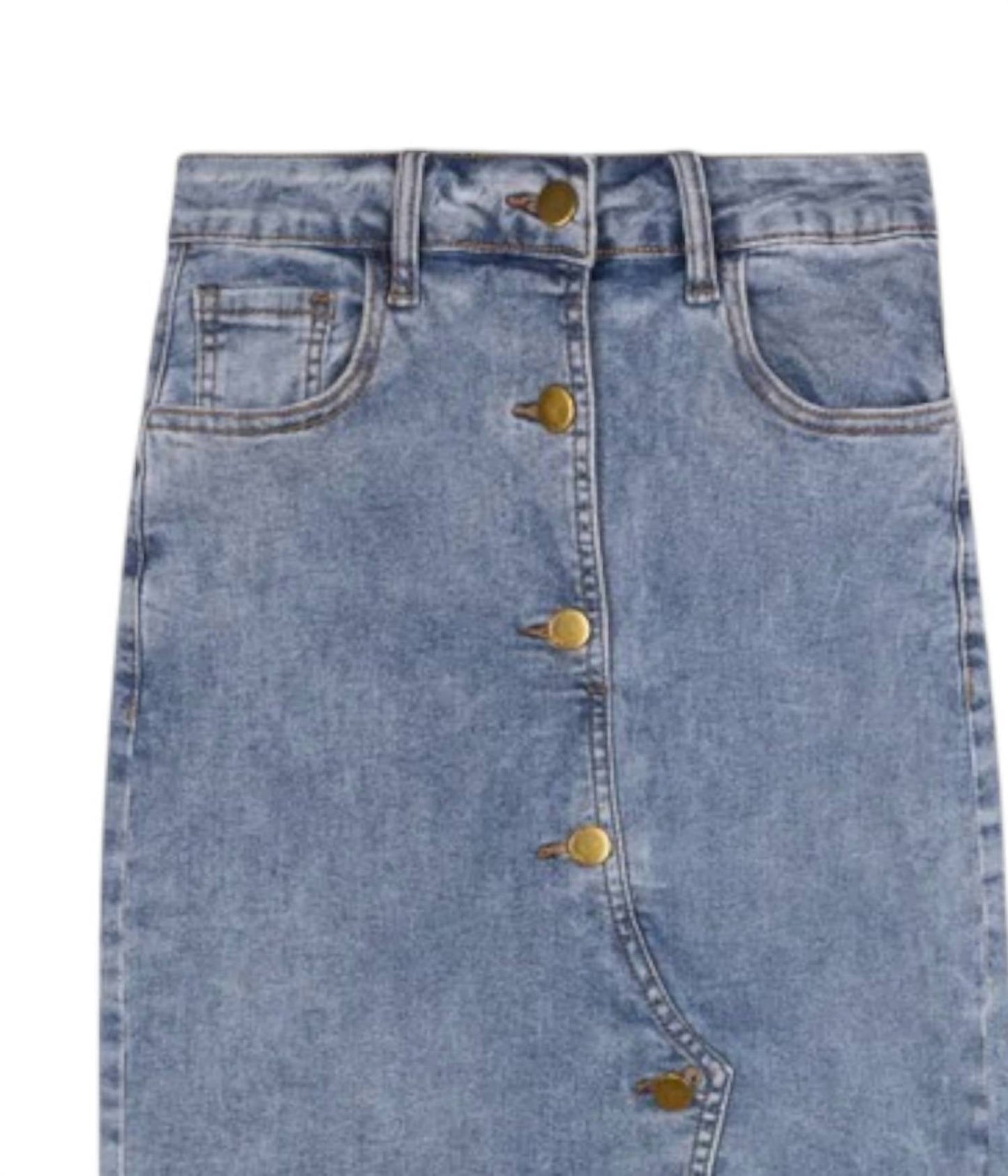 Recollection Brand - Women's Button Front Stretch Denim Midi Skirt