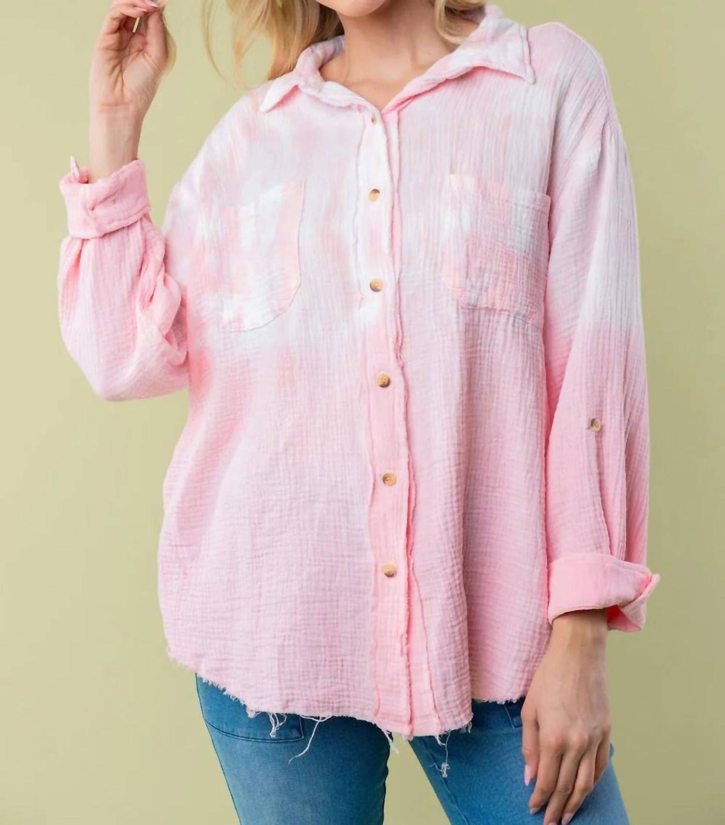 Trendsi - White Birch Full Size Long Sleeve Tie Dye Shirt