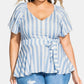 City Chic Women's Romantic Shoulder Top Blue Size 18W