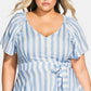 City Chic Women's Romantic Shoulder Top Blue Size 18W