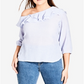 City Chic Women's Trendy Ruffled One Shoulder Top Pink Size 18W