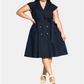 City Chic Women's Lafayette Belted Shirtdress Blue Size 24W