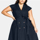 City Chic Women's Lafayette Belted Shirtdress Blue Size 24W
