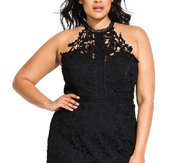 City Chic Women's Lace Victorian Dress Black Size 16
