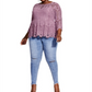 City Chic Women's Trendy Plus Everything Lace Peplum Top Pink Size 18W