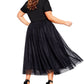 City Chic Women's Tulle Midi Skirt Black Size 18W