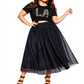 City Chic Women's Tulle Midi Skirt Black Size 18W