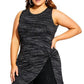 City Chic Women's Trendy Plus Longline Knot Top Black Size 18W