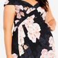City Chic Women's Amour Floral Print Off the Shoulder Dress Black Size Medium