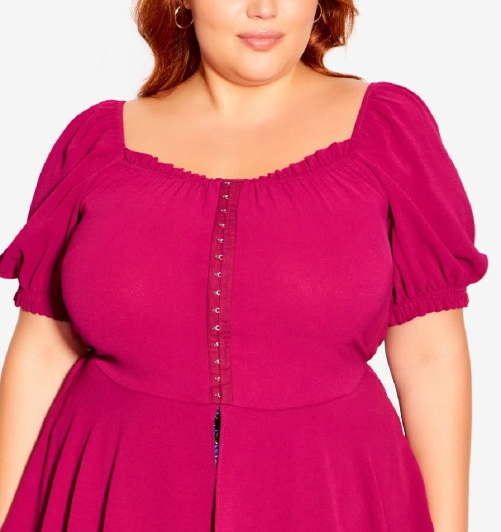 City Chic Women's Quirky Corset Top Red Size 20W