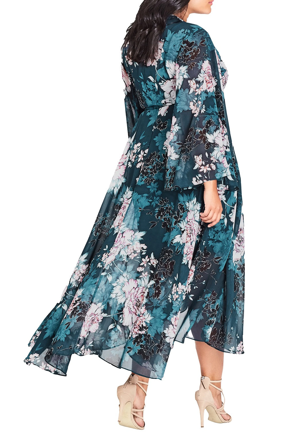 City Chic Women's Jade Blossom Wrap Maxi Dress Green Size 22W