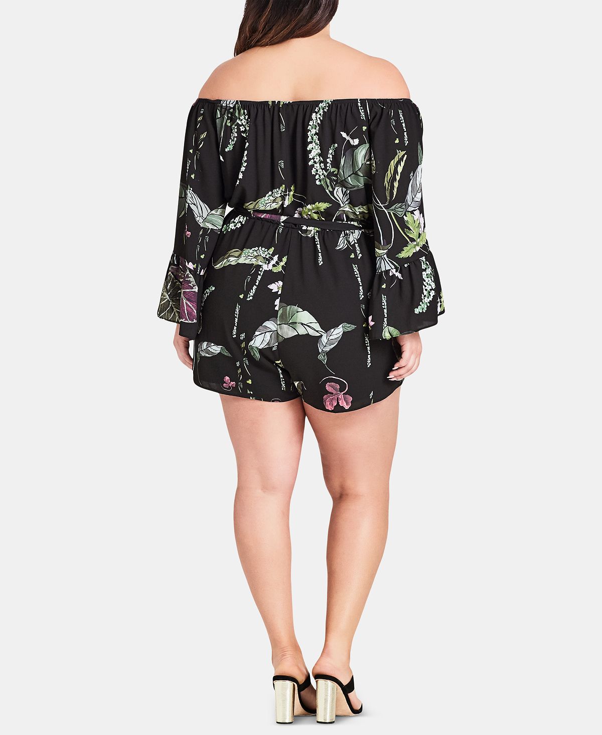 City Chic Women's Lily Pad Romper Black Size 22W