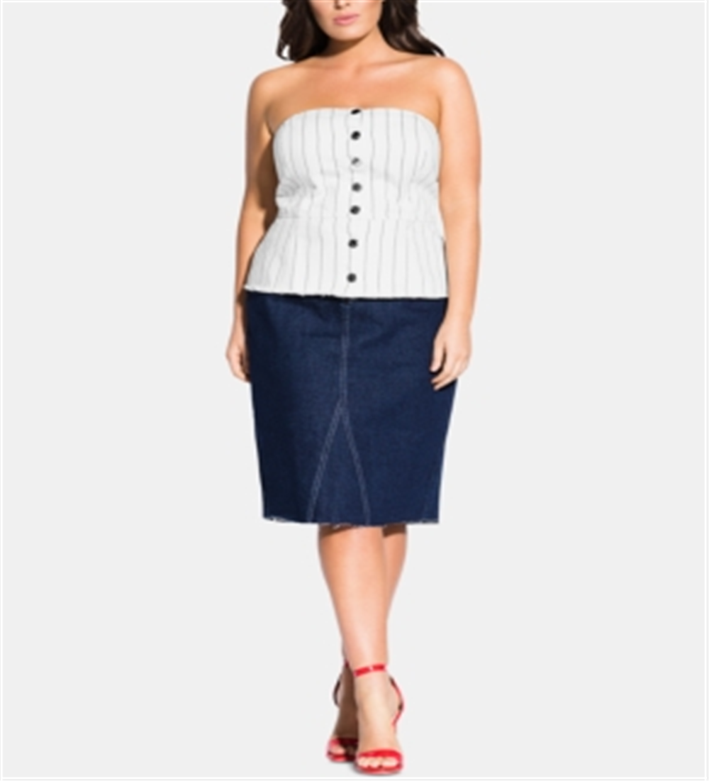 City Chic Women's Trendy Plus Sweet Stripe Corset Top White Size 18W