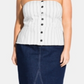 City Chic Women's Trendy Plus Sweet Stripe Corset Top White Size 18W