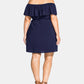 City Chic Women's Off the Shoulder Button Front Dress Blue Size Petite Small