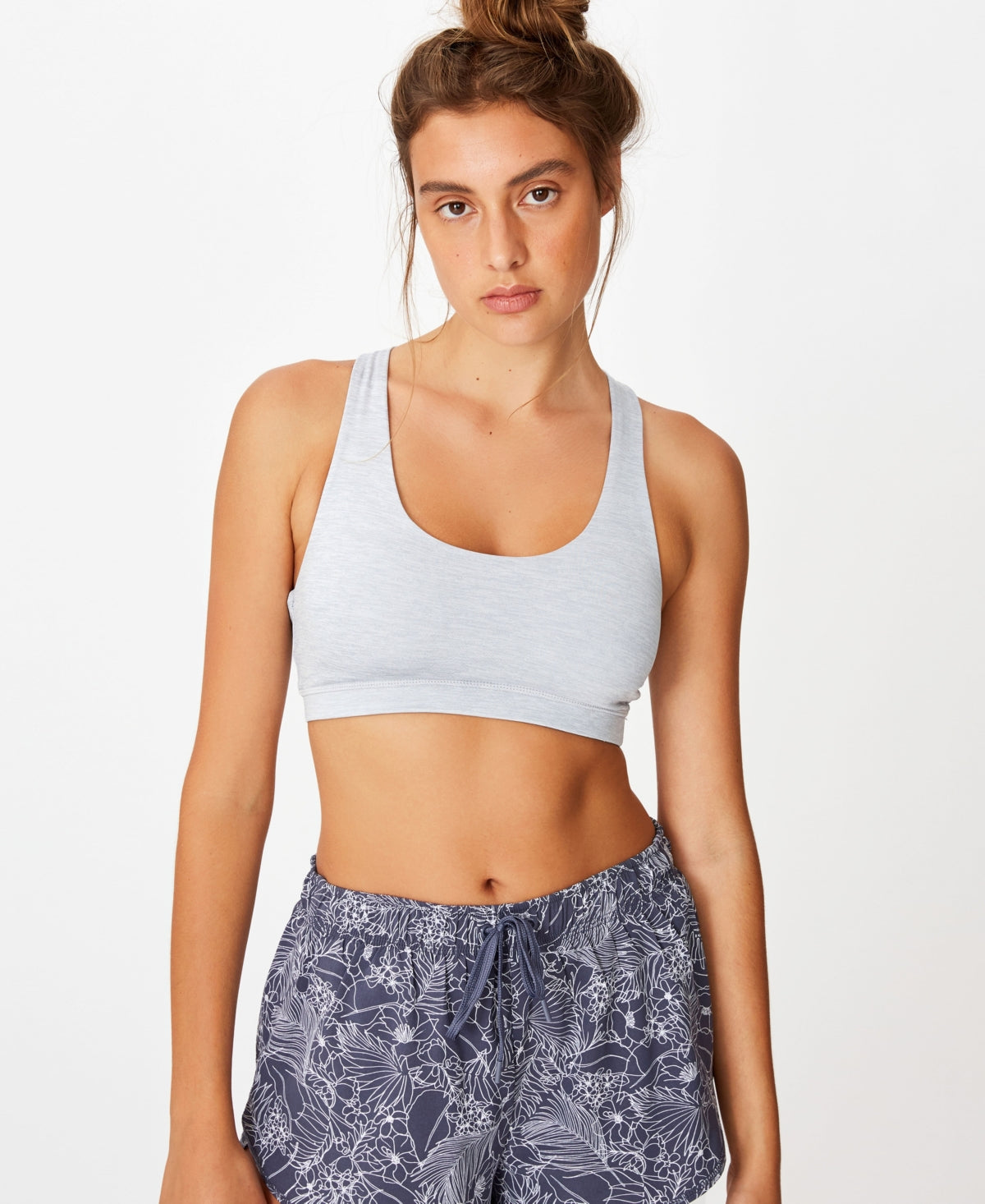 COTTON ON Women's Strappy Sports Crop Bra Gray Size Large