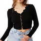 COTTON ON Women's Rena Lace Trim Cardigan Black Size Small
