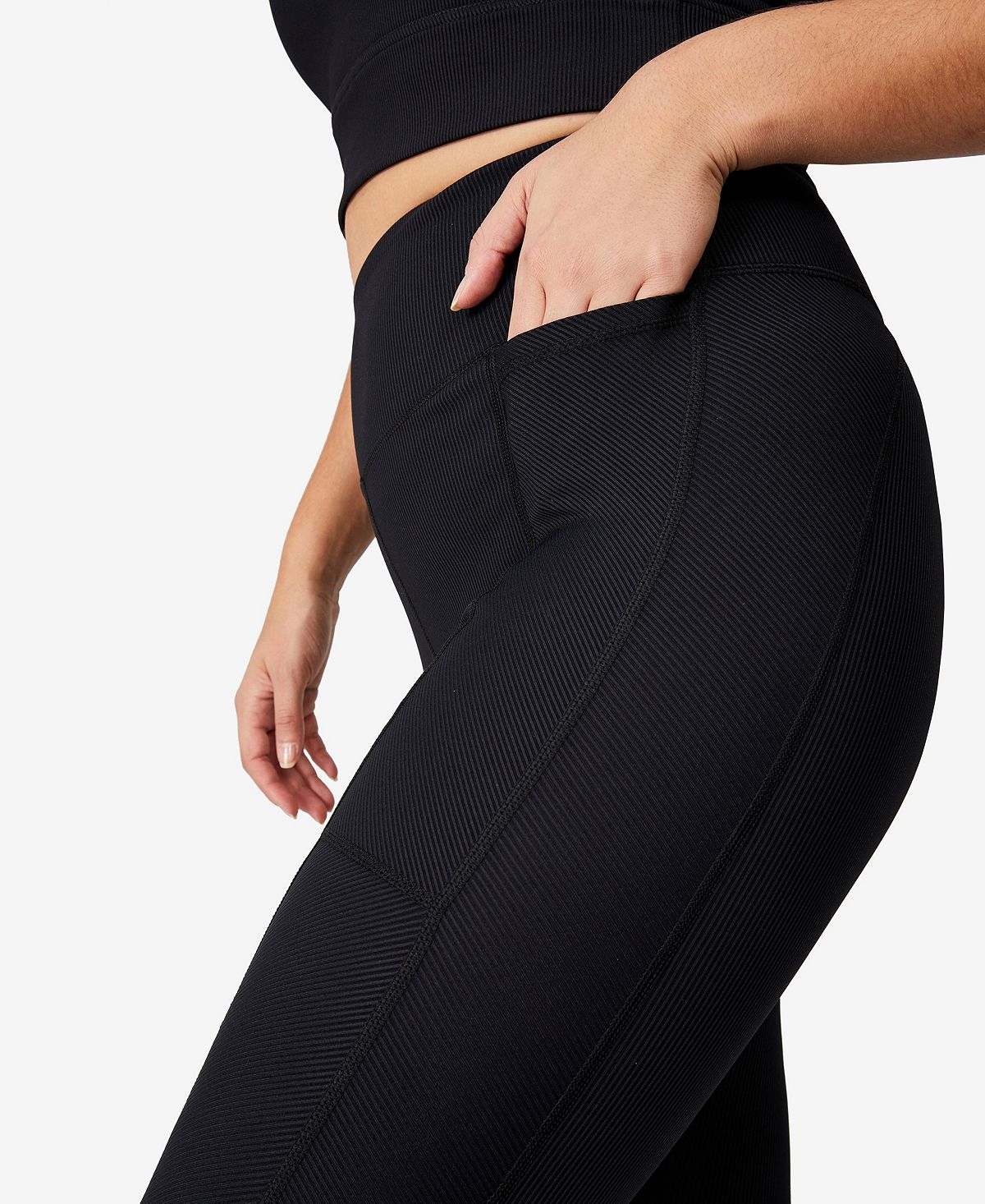 COTTON ON Women's Active Rib Pocket 7/8 Leggings Black