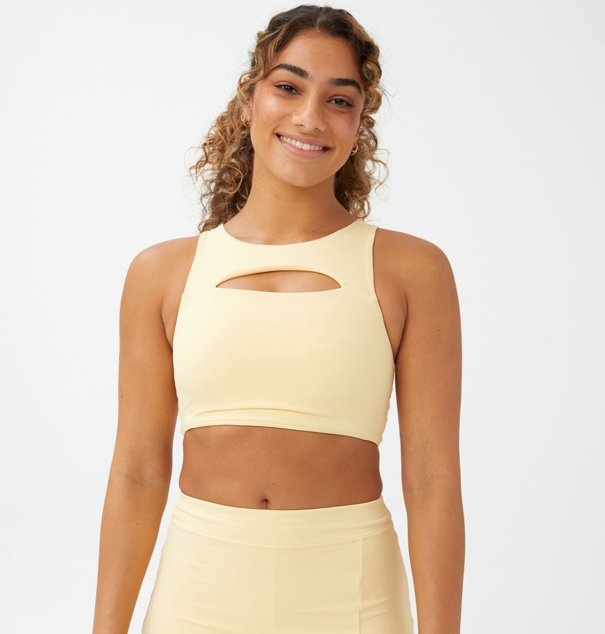COTTON ON Women's Smoothing Cut Out Vestlette Top Yellow Size Medium