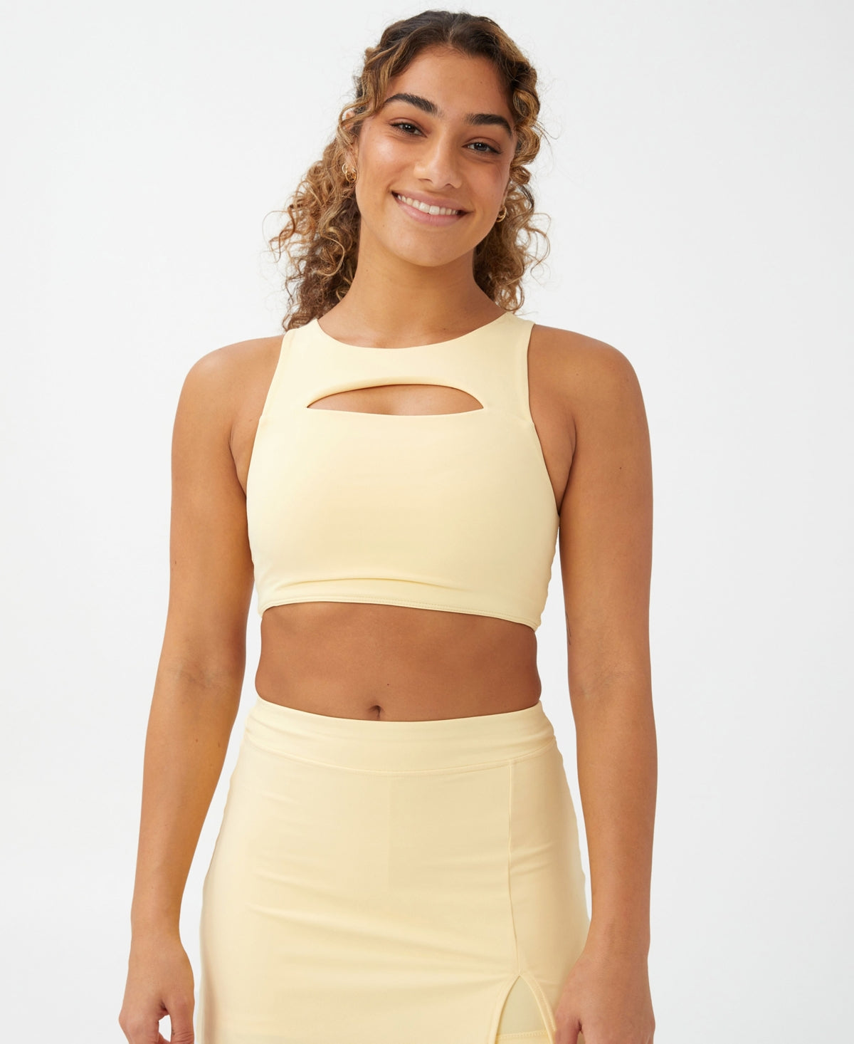 COTTON ON Women's Smoothing Cut Out Vestlette Top Yellow Size X-Large