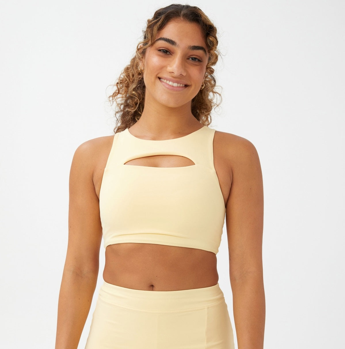 COTTON ON Women's Smoothing Cut Out Vestlette Top Yellow Size X-Large