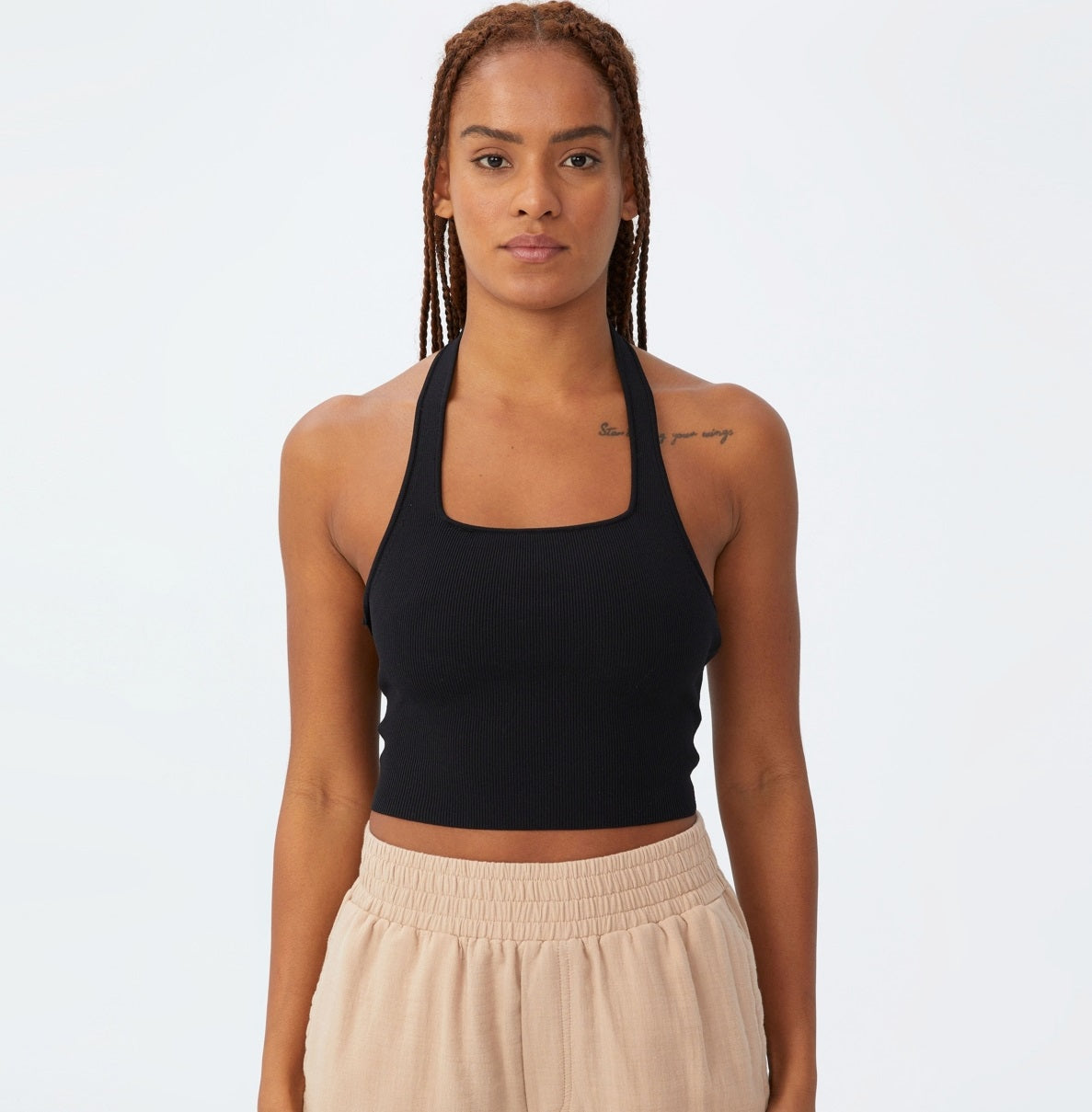 COTTON ON Women's Summer Knit Twist Back Vestlette Top Black Size Large