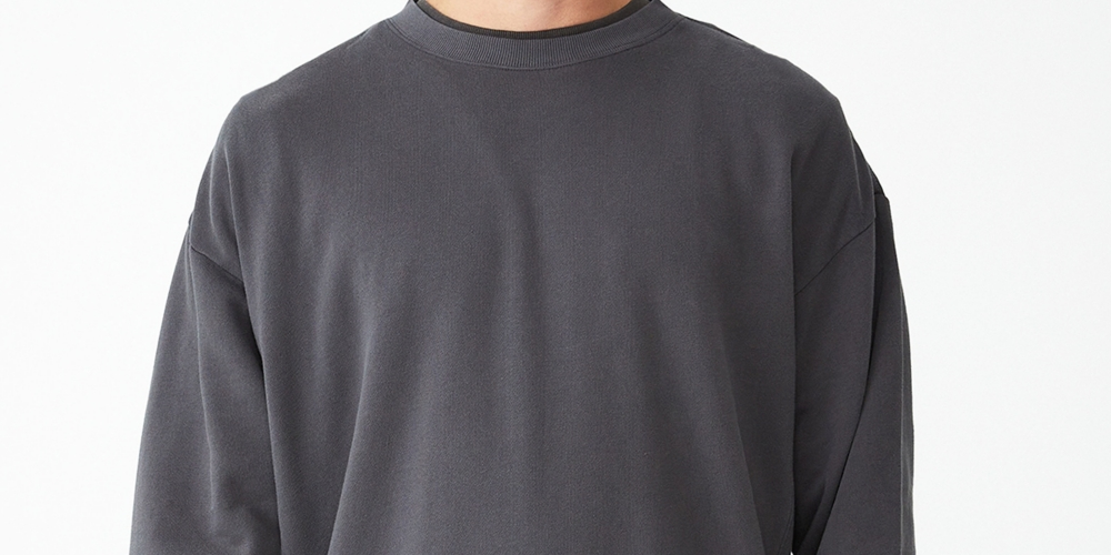 COTTON ON Men's Pigment Dyed Oversized Crew Sweatshirt Gray Size Large