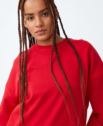 Cotton On Women's Plush Crewneck Sweatshirt Red Size Medium