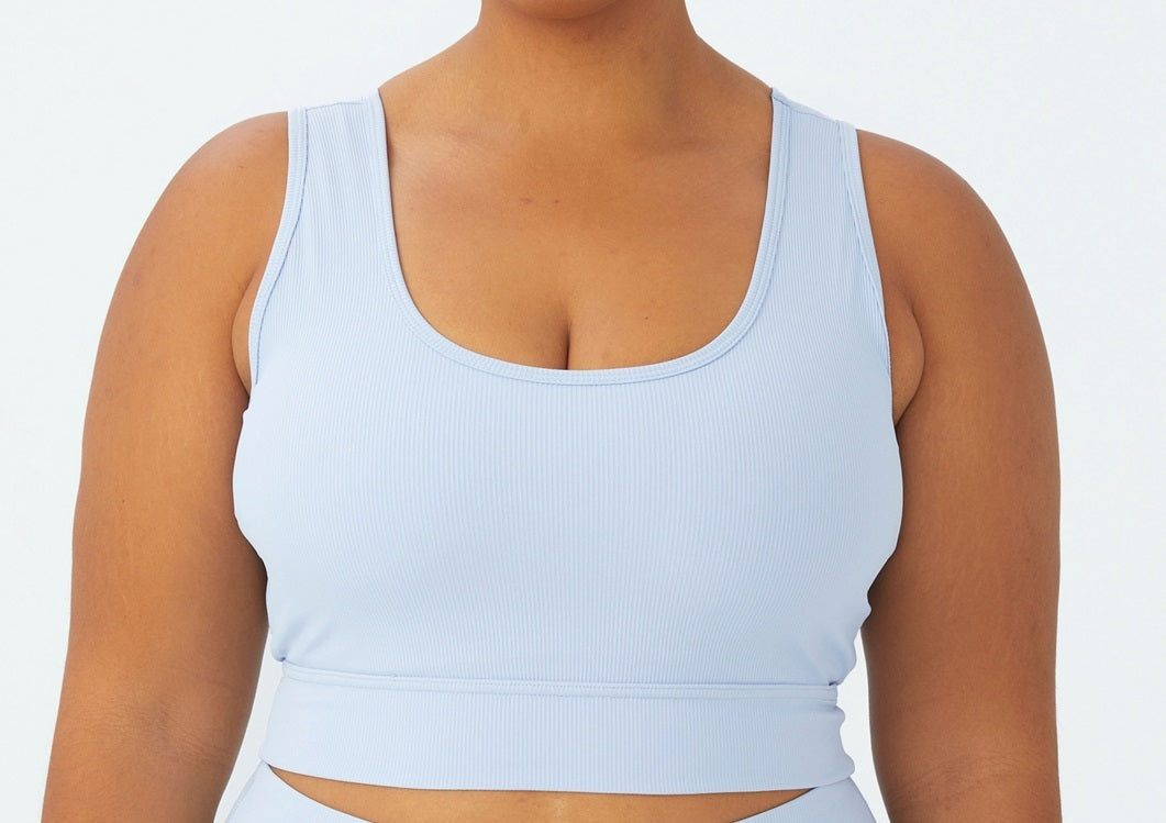 COTTON ON Women's Active Rib Crop Tank Top Blue Size 18W
